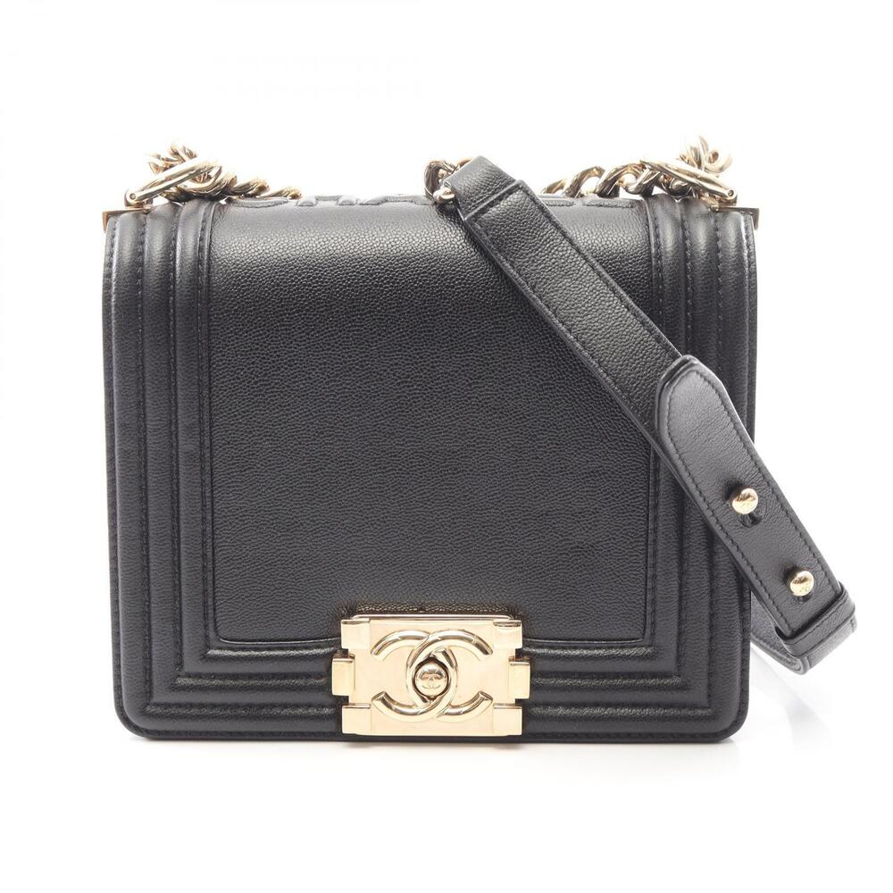 Chanel Boy Shoulder Bag Caviar Leather Grained Calfskin Black